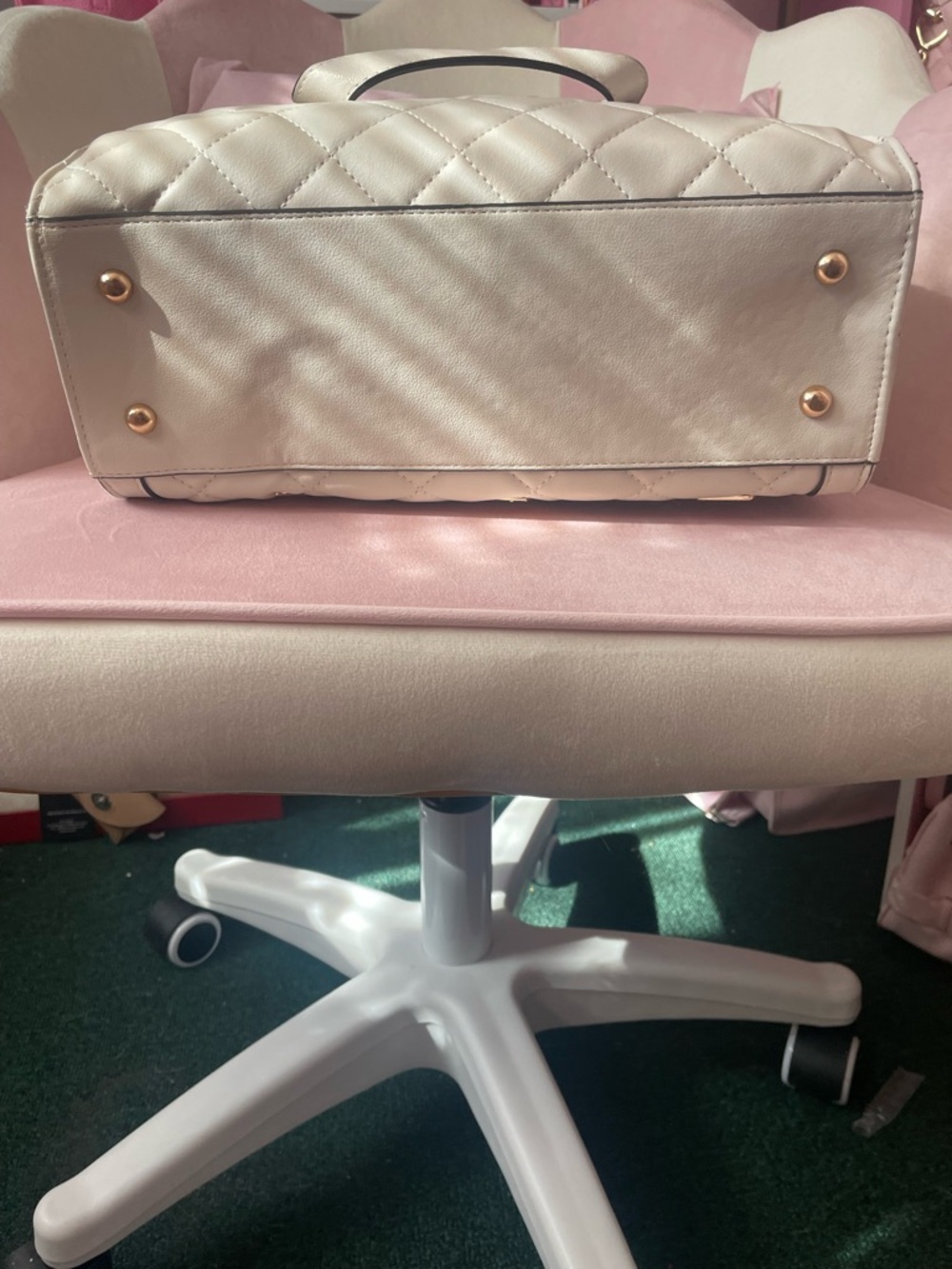 Juicy Couture Cream Quilted Satchel with Gold Charm Accents - Picture 6 of 8
